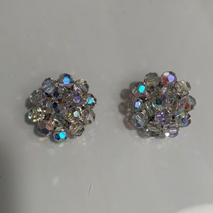 Vintage A/B crystal clip on earrings